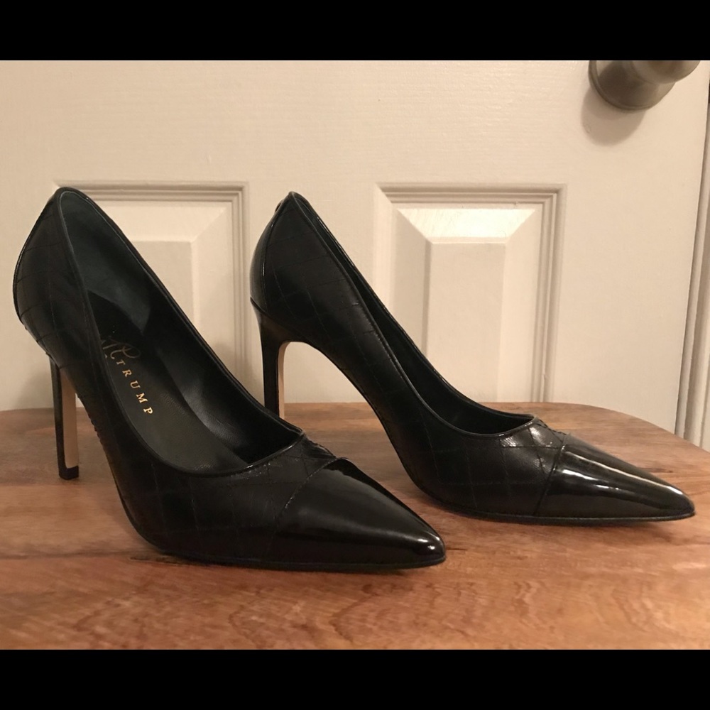 Ivanka Trump Black Leather/Patent Leather Heels